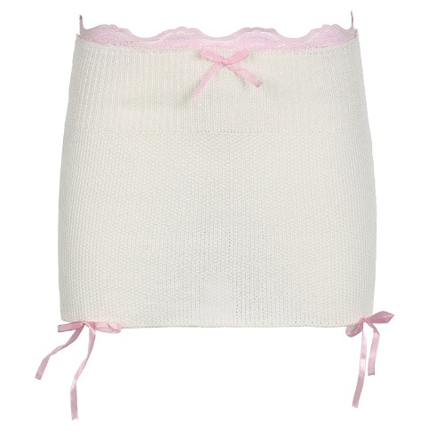 Pink Lace Bandage Mini Skirt - Beige / S