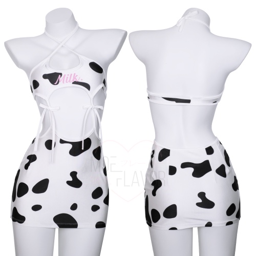 Drippin In Milk Dress - White and Black / XS/S