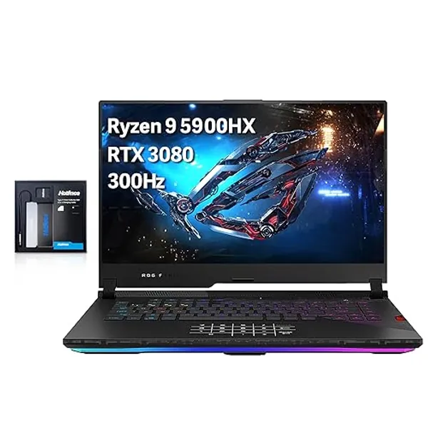 Asus 2023 ROG Strix Scar 15 15.6inches IPS Type FHD Gaming Laptop, AMD Ryzen 9 5900HX, 64GB RAM, 4TB PCIe SSD, Backlit Keyboard, GeForce RTX 3080, WiFi 6, Win 11 Pro, Gray, 32GB SnowBell USB Card