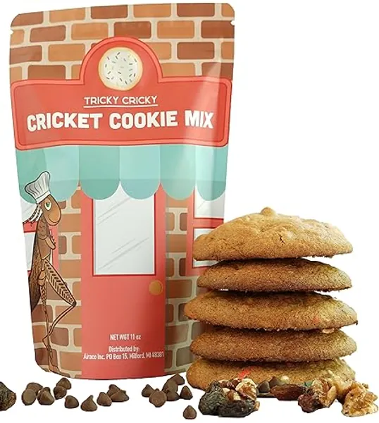 Tricky Cricky Cricket Protein Cookie Mix - USA Handmade Edible Cricket Flour Cookie Mix - Real USA Farmed Dried Crickets in Every Cookie - Edible Bugs Baked in for High Protein - 11 Ounce Bag - Cookie - Original - 11 Ounce (Pack of 1)
