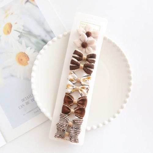 Hair Bow Pins in Neutral Tones (Various Options) - 5 Pairs coffee