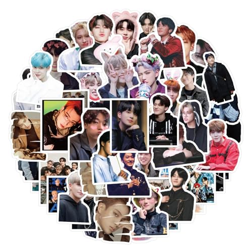55pcs ATEEZ Stickers for Water Bottles, Cute Kpop Singer Stickers for Teens Girls Boys, Trendy Waterproof Vinyl Decals for Photocards Laptop Phone Skateboard Journal Guitar Luggage - Ateez 55pcs