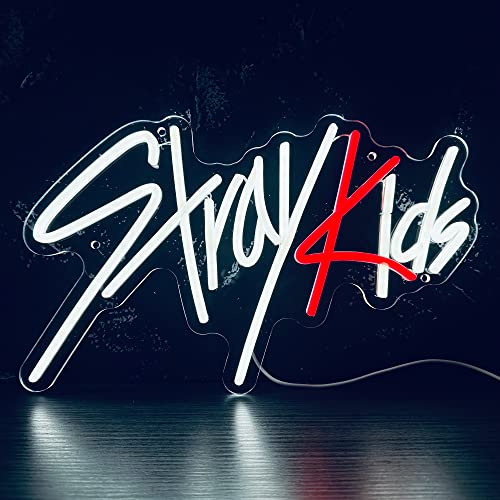 Manimo Stray Kids LED Neon Sign, K-pop Neon Sign, Gamer Room Decor, USB Powered for Wall Room Art Bedroom Decor Neon Lamp Fan Gifts for Christmas Birthday Boys Girls Gift Night Light(15.7*9.8in) - Stray Kids