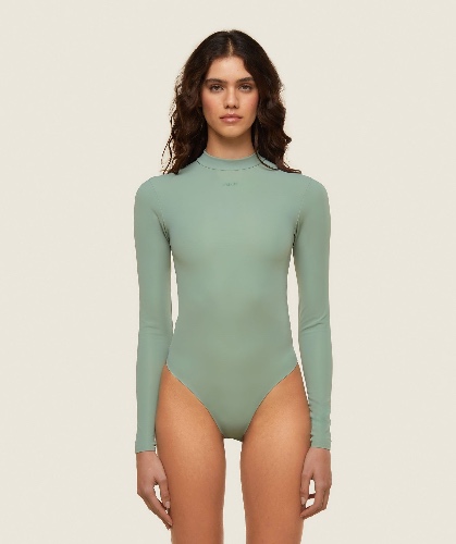 Gymshark everywear Long Sleeve Active Bodysuit - Dollar Green | Extra Small