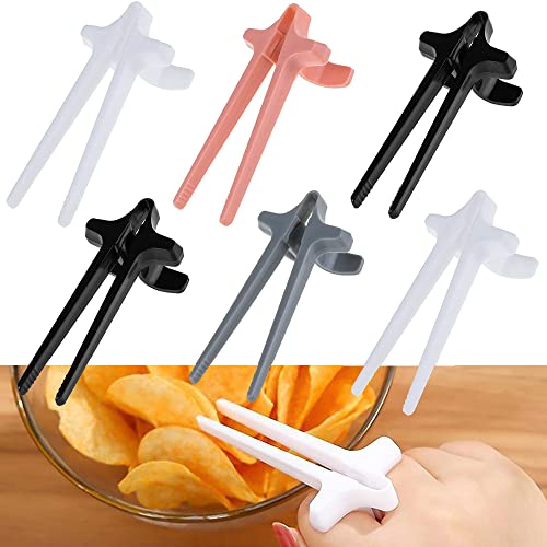 Finger Snack Chopsticks 6 pcs for Gamers Potato Chips Small Tongs Lazy Auxiliary Controllers PC Phones Accessories - 6