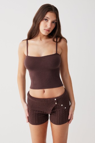 Carmen Lightweight Knit Tank - Mocha | Mocha / M