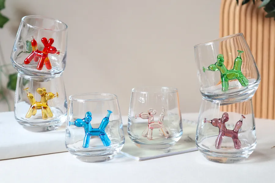 Balloon dog shot glasses set, barware, cocktail party, wedding, glassware