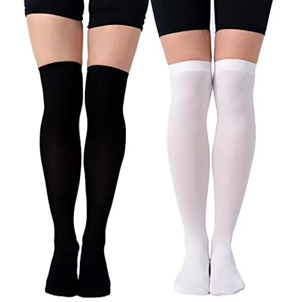 Bevigorio Thigh High Socks for Women Over the Knee Socks Long Knee High Socks for Women Thigh Highs - One Size - 1black1white
