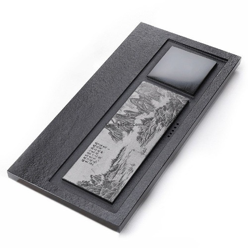 Black Stone Landscape Tea Tray | 70 x 35 x 3 cm