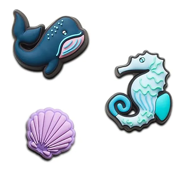 Crocs Jibbitz Shoe Charms - Wild Animal Multi Pack, Crocs Charms for Girls and Boys - 3 Pack - Under the Sea
