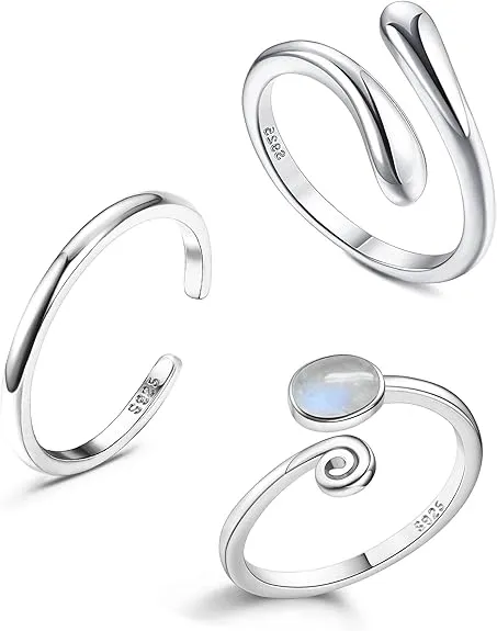 Sterling Silver Open Toe Rings Set