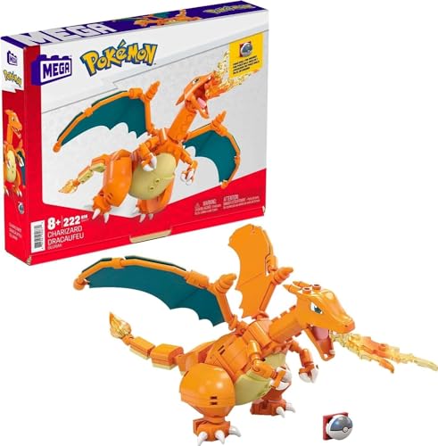 Mega Pokémon Building Toys Set Charizard with 222 Pieces, Articulated and Poseable, 4 Inches Tall, for Kids - Charizard