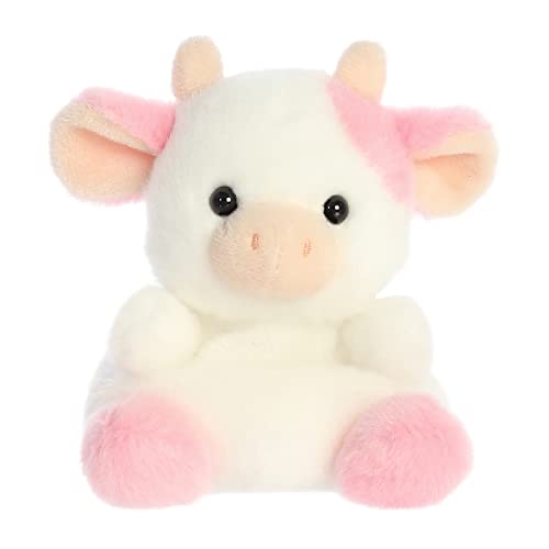 Aurora® Adorable Palm Pals™ Belle Strawberry Cow™ Stuffed Animal - Pocket-Sized Fun - On-The-Go Play - Pink 5 Inches