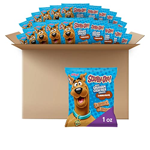 KELLOGG'S SCOOBY-DOO! Baked Graham Cracker Snacks, Lunch Snacks, Snack Crackers, Cinnamon (40 Pouches)