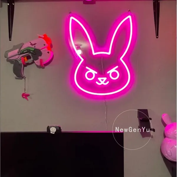 Custom DVA Bunny Neon Signs Abstract LED Wall Hanging Cool Light For Shop Party Gift Neon Home Decor Party Birthday Kids Shop Neon Decor