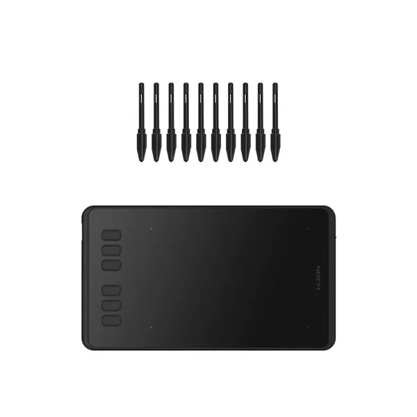 HUION Inspiroy H640P Graphics Drawing Tablet and 10 Pack Replacement Nibs PN04 for Linux, Windows, Mac and Android - 