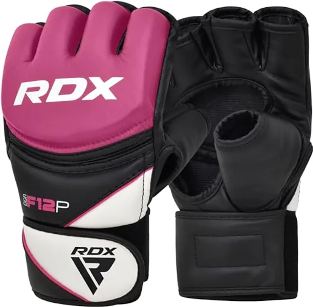 RDX MMA Gloves for Grappling Martial Arts Training, D. Cut Open Palm Maya Hide Leather Sparring Mitts, Perfect for Cage Fighting, Combat Sports, Punching bag, Muay Thai and Kickboxing