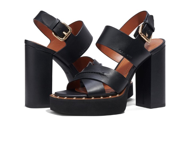 COACH Callie Leather Sandal - 10 Black