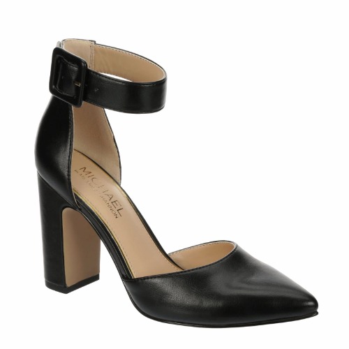 Michael By Michael Shannon Rosalie - Women's Closed Pointed Toe Block High Heel Ankle Strap Dress Sandals - 10 Black