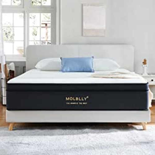 Molblly Full Mattress, 10 Inch Hybrid Mattress in a Box with Gel Memory Foam, Individually Wrapped Pocket Coils Innerspring, Pressure-Relieving and Supportive, Non-Fiberglass, Mattress Full Size