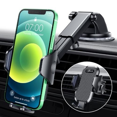 VANMASS [Upgraded] Car Phone Mount, [Strong Suction&Military-Grade] Cell Phone Holder for Car Dashboard Windshield Air Vent, Handsfree Dash Stand Compatible with iPhone 13 12 11 Pro XS Max 8 Samsung