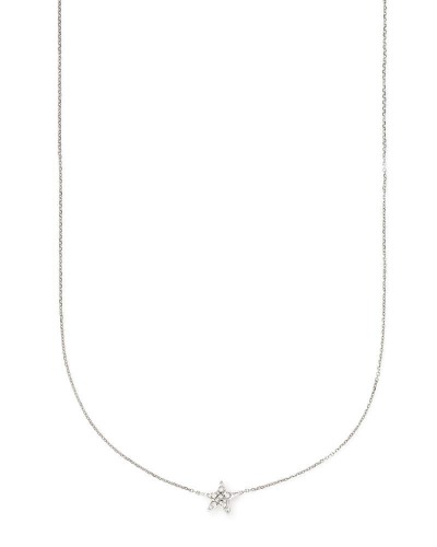 Kendra Scott White Diamond Star Pendant Necklace in 14k Gold, Fine Jewelry for Women - 14K WHITE GOLD - CRYSTAL CLEAR DIAMOND
