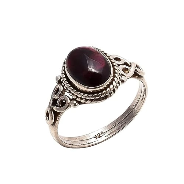 Throne | IAzurey | Garnet Stone Ring 925 Sterling Silver Statement Ring ...