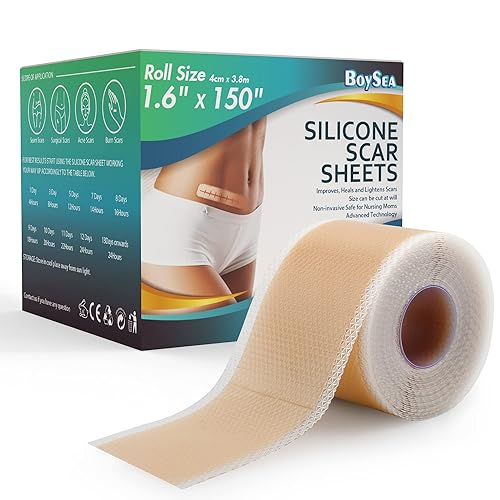 Professional Silicone Scar Sheets (1.6" x 150" Scar Roll-3.8M) - Scars Removal Treatment - Reusable Silicone Scar Tape Strips Type for Keloid, C-Section, Surgery, Burn, Acne et - 1.6"*150" - Natural