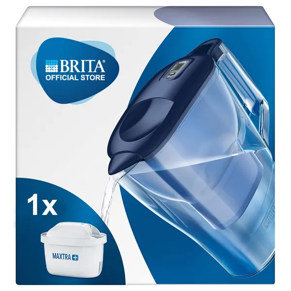 BRITA Marella Built-in LED Indicator Water Filter Jug Blue 2.4L + Maxtra+ Filter
