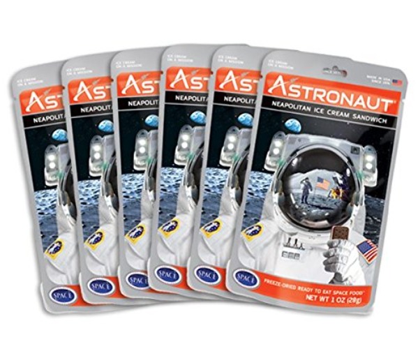 Astronaut Foods Freeze-Dried Ice Cream Sandwich, NASA Space Dessert, Neapolitan, 6 Count - 6 Count