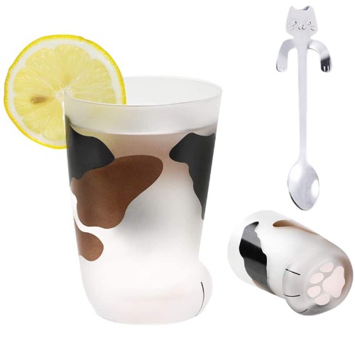 Asionper Novelty Cat Claw Cup Cat Paw Frosted Cup Kids Milk Glass Cups Personality Breakfast Milk Cup Cute Cat Foot Claw Print Mug Men and Women Couples Household Cups Valentine's Day Gift