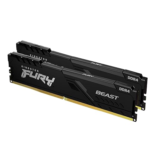 Kingston Fury Beast 64GB (2x32GB) 3600MHz DDR4 CL18 Desktop Memory Kit of 2 KF436C18BBK2/64, Black - 3600MHz - 64GB (2x32GB)