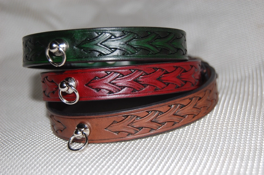 leather choker, choker, weave choker day collar