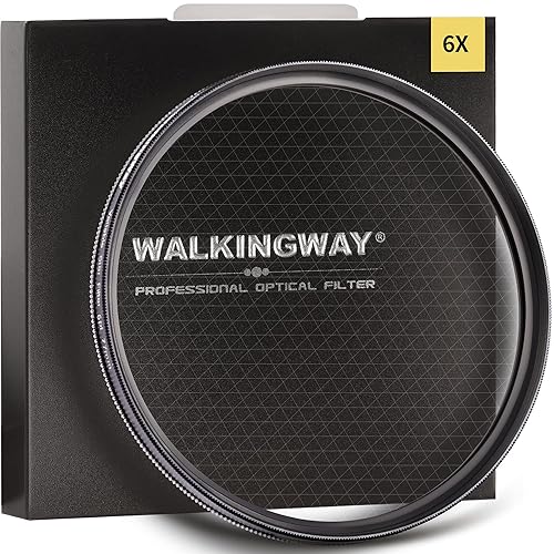 Walking Way 6 punte Filtro a Stella 72 MM - Variabile Filtro a Effetto Scintillante - Regolabile a Filtro a Effetto Croce in Vetro Ottico con Telaio in Lega di Alluminio - 72MM - 6X Star Filter