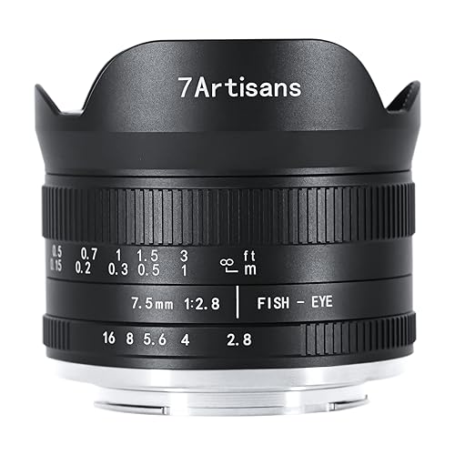 7artisans Obiettivo fisso manuale Fisheye Fisheye da 7,5 mm f2.8 Mark II APS-C per fotocamere mirrorless Canon Eos-M come Canon Eos-M1 Eos-M2 Eos-M3/M5/M6/M10/M50 - for Canon EOS M mount - Versione Ⅱ