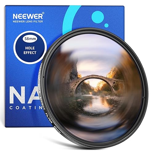 NEEWER 58mm Filtro a Spirale Halo per Lente di Fotocamera, Filtro Effetti Speciali a Prism in Vetro Ottico K9 Accessori per Lenti Fotografici con Effetto Alone Circolare Deformato con Visione Tunnel - 58MM