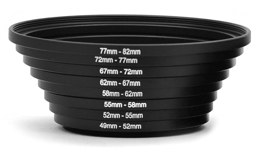 Belmalia Kit con 8 Anelli Step-UP, Adattatori per Filtri Fotografici: 49mm 52mm 55mm 58mm 62mm 67mm 72mm 77mm 82mm - 8 Step-UP Ringe: 49mm - 82mm