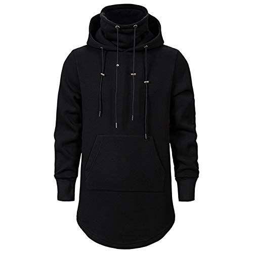 SevenDwarf Men Sweatshirt Hoodie Jacket Gothic Turtleneck Zipper Assassins Creed Long Loose Fleece Outwear - Black - Large