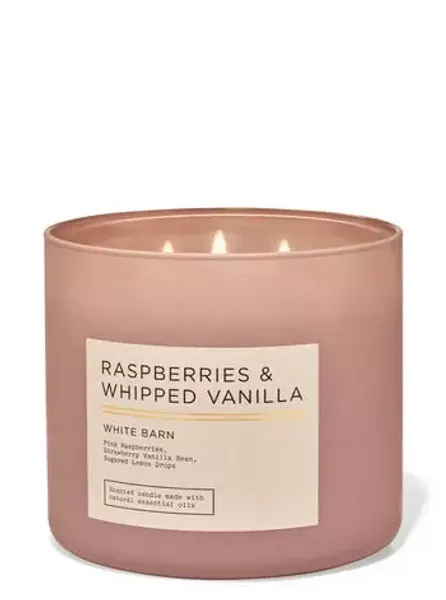Raspberries & Whipped Vanilla 3-Wick Candle - White Barn | Bath & Body Works
