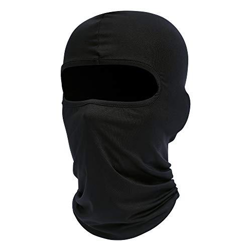 Fuinloth Balaclava Face Mask, Summer Cooling Neck Gaiter, UV Protector Motorcycle Ski Scarf for Men/Women - Black