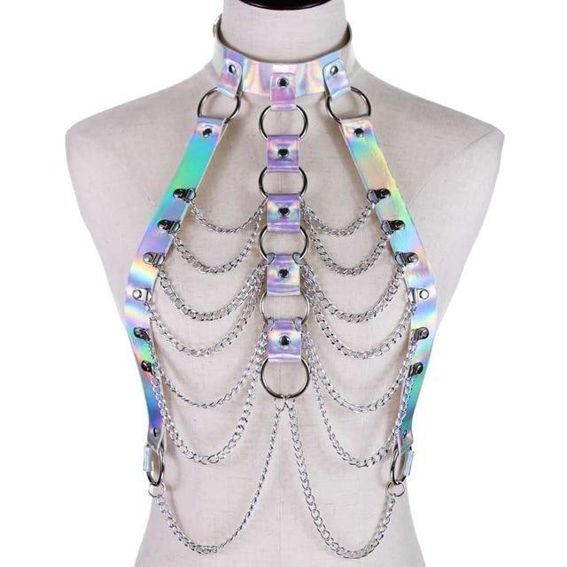 Holographic Chain Harness | White Harness