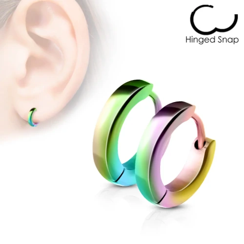 Designice Stainless Steel Small Dome Hoop Huggie Earrings Pair 2.5 mm Wide 20 GA Men Women Earrings Rainbow (Choose Color)