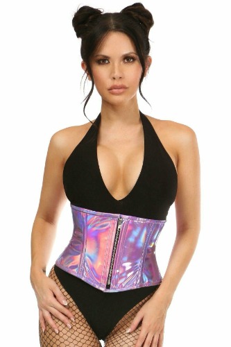 Top Drawer Lavender Holo Steel Boned Mini Cincher - Large / As Shown