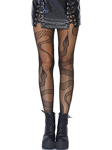 Leg Avenue Women Dark Alternative Animal Fishnet tights - One Size - Snake