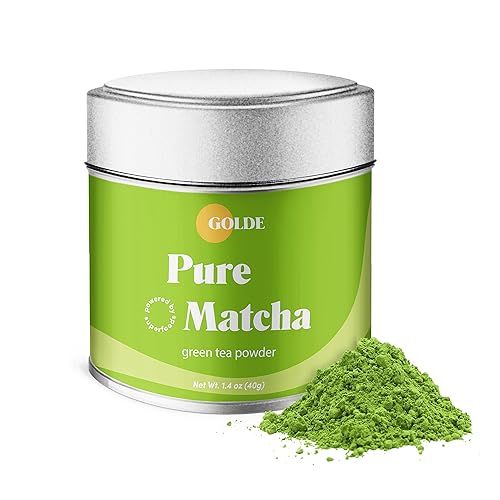 GOLDE - Pure Matcha - Ceremonial Grade Powder - Green Tea Superfood w/L-Theanine & Antioxidants - 60mg Caffeine - Jitter Free Energy - 40g Tin - Matcha - 40g Tin