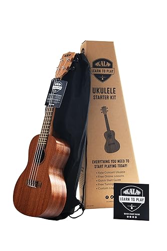 Official Kala Learn to Play Ukulele Concert Starter Kit, Satin Mahogany – Includes online lessons, tuner app, and booklet (KALA-LTP-C) - Classic - Learn to Play Kit - Concert
