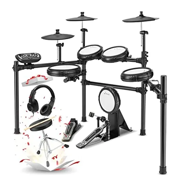 
                            Donner DED-400 Electric Drum Set, Quiet Electronic Drum Kit for Adults with 400 Sounds, Electronic Drum set for Professioner with Hammer Kick Drum Pedal, More Stable Steel Support Set
                        