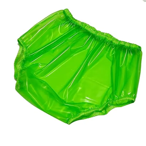 TAPIVA Adult Incontinence PVC Diaper Covers, Loose Transparent Super Soft Incontinence Diaper Pants, PVC Drift Waterproof Pants Large Size Briefs, Soft Surface, Unisex, Green - XL - Green
