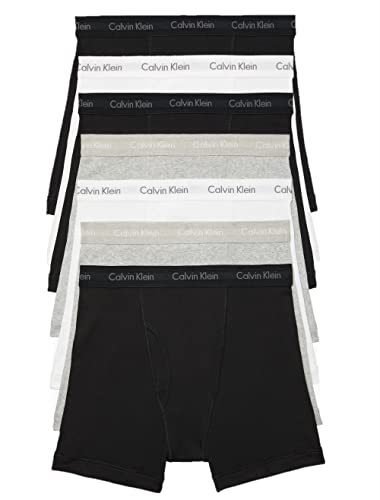 Calvin Klein Men's Cotton Classics 7-Pack Boxer Brief - Large - 3 Black, 2 Grey Heather, 2 White