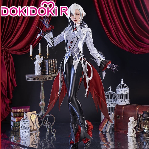 【Size S-3XL】DokiDoki-R Game Genshin Impact Fontaine Fatui Harbinger Cosplay The Knave Arlecchino Costume | L-PRESALE